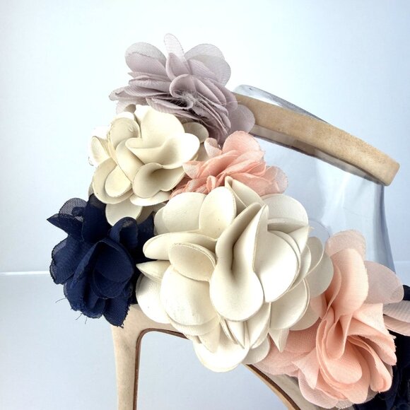 Imagine Vince Camuto Daphne Ivory 3D Floral Stiletto Heels 9.5M Bridal Wedding - Picture 7 of 13